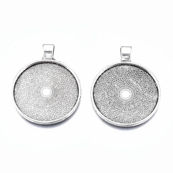 

PandaHall Tibetan Style Flat Round Alloy Pendant Cabochon Settings, Plain Edge Bezel Cups, Cadmium Free & Lead Free, Antique Silver, Tray...