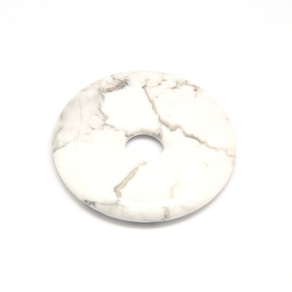 

PandaHall Donut/Pi Disc Natural Gemstone Pendants, Howlite, Donut Width: 16mm, 40x5.5mm, Hole: 8mm Howlite Flat Round