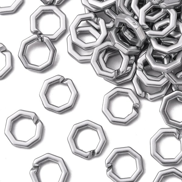 

PandaHall Opaque Spray Painted Acrylic Linking Rings, Quick Link Connectors, for Cable Chains Making, Octagon, Silver, 25.5x25.5x5.5mm...