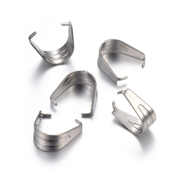 

PandaHall 201 Stainless Steel Snap on Bails, Stainless Steel Color, 11x11x5mm, Pin: 1mm 201 Stainless Steel