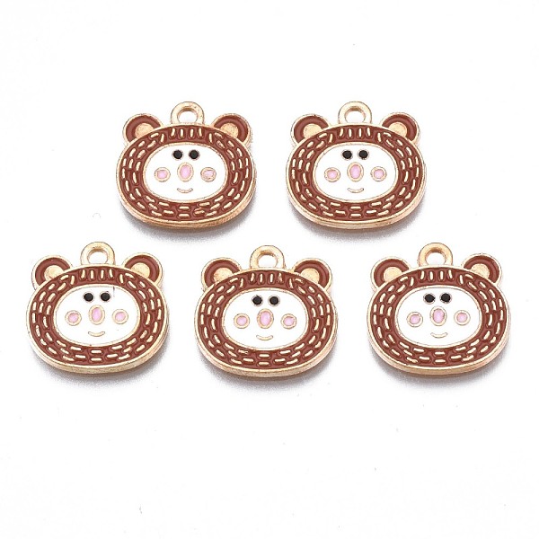 

PandaHall Alloy Enamel Pendants, Cadmium Free & Nickel Free & Lead Free, Light Gold, Bear Head, Sienna, 16x16x1.5mm, Hole: 1.6mm..., Brown