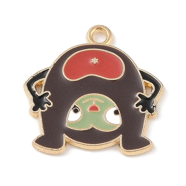 

PandaHall Alloy Enamel Pendants, Light Gold, Monkey Charm, Coconut Brown, 21x21x1.5mm, Hole: 1.8mm Alloy+Enamel Monkey