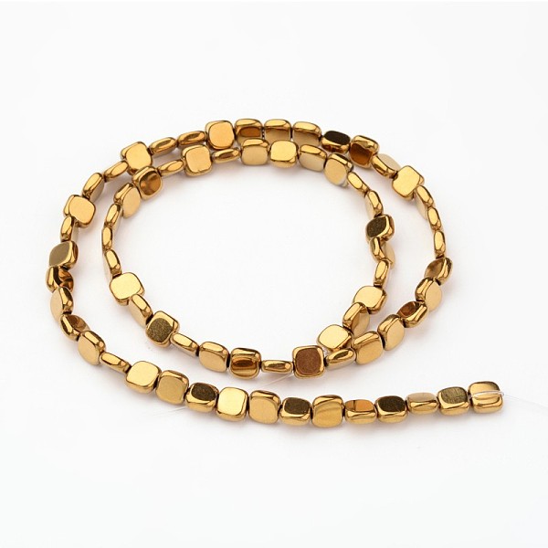 

PandaHall Electroplate Non-magnetic Synthetic Hematite Beads Strands, Flat Round, Smooth, Golden Plated, 6x6x2mm, Hole: 1mm, about...