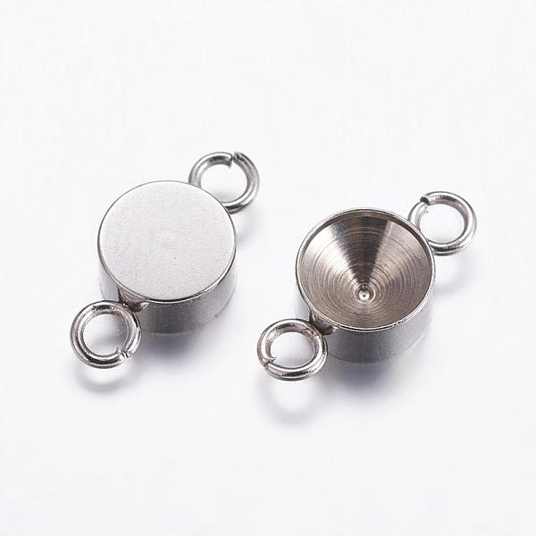 

PandaHall 304 Stainless Steel Connector Rhinestone Settings, Flat Round, Stainless Steel Color, Fit for 7mm rhinestone, 12x6x3mm, Hole: 2mm...