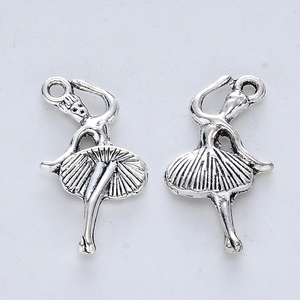 

PandaHall Tibetan Style Alloy Pendants, Cadmium Free & Lead Free, Dancer, Antique Silver, 25x12.5x3mm, Hole: 1.6mm, about 384pcs/500g Alloy...