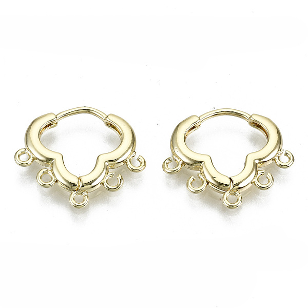 

PandaHall Brass Huggie Hoop Earring, with 5 Loops, Nickel Free, Real 18K Gold Plated, 15x18x2mm, Hole: 1.2mm, Pin: 0.9mm Brass