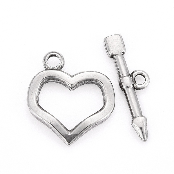 

PandaHall 304 Stainless Steel Toggle Clasps, Heart & Arrow, Stainless Steel Color, Ring: 20x18x3mm, Hole: 2mm, Bar: 23.5x6.5x2.5mm, Hole...