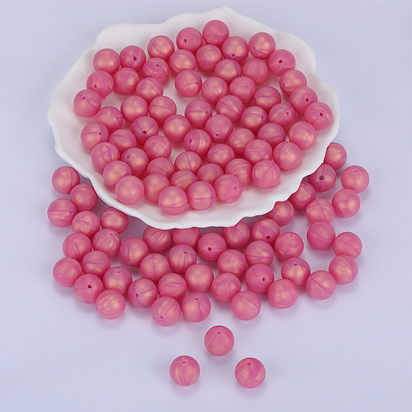 

PandaHall Round Silicone Focal Beads, Chewing Beads For Teethers, DIY Nursing Necklaces Making, Misty Rose, 15mm, Hole: 2mm Silicone Round