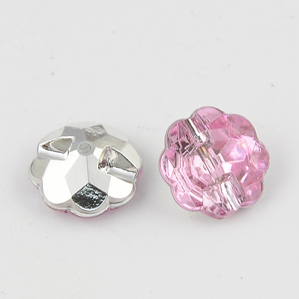 

PandaHall Taiwan Acrylic Rhinestone Buttons, Faceted, 1-Hole, Flower, Pearl Pink, 13x6mm, Hole: 1mm Acrylic Rhinestone Flower Pink