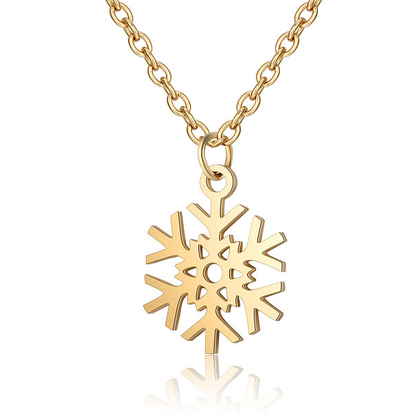 

PandaHall 201 Stainless Steel Pendants Necklaces, Snowflake, Golden, 16.3 inch(40cm)x1mm 201 Stainless Steel