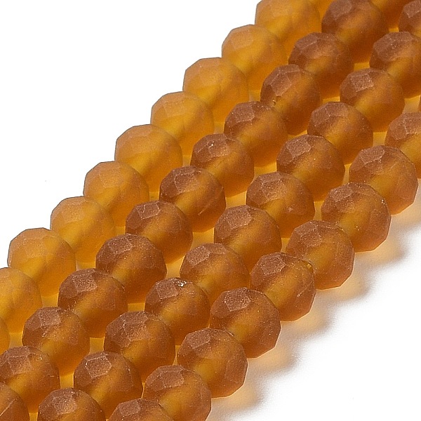 

PandaHall Transparent Glass Beads Strands, Faceted, Frosted, Rondelle, Peru, 10mm, Hole: 1mm, about 63~65pcs/strand, 49~50cm Glass Rondelle..., Brown