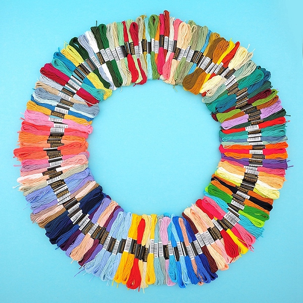 

PandaHall 150 Skeins 150 Colors 6-Ply Polycotton Embroidery Floss, Cross Stitch Threads, Mixed Color, 1mm, about 8.75 Yards(8m)/Skein, 1..., Multicolor