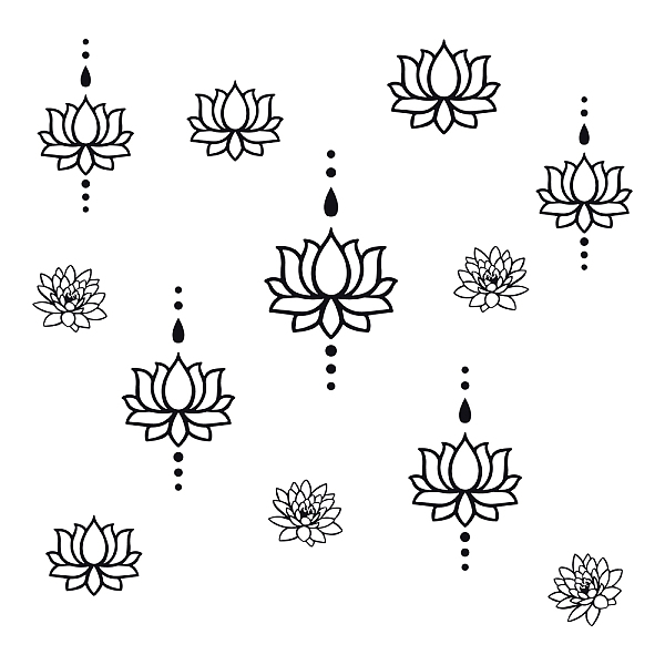 PandaHall SUPERDANT Black Line Lotus Wall Decals Hollow Out Lotus Flower Wall Decor Yoga Elements Wall Stickers DIY Decor Art Decals for...