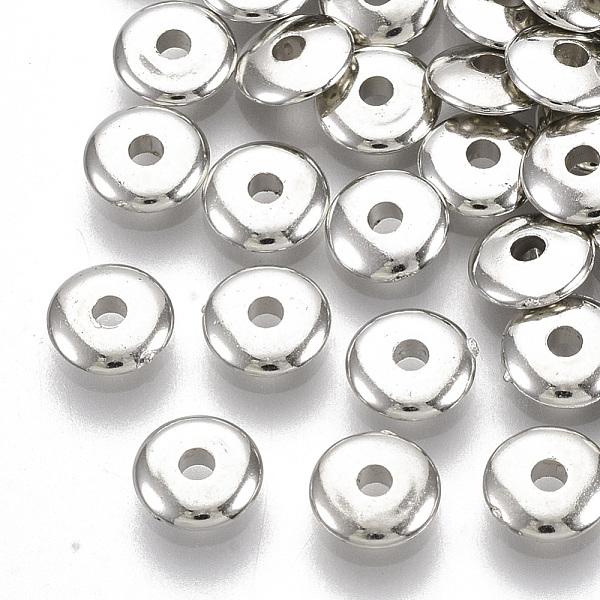 

PandaHall Plating ABS Plastic Spacer Beads, Flat Round, Platinum Plated, 6x1.5mm, Hole: 1.5mm ABS Plastic Flat Round
