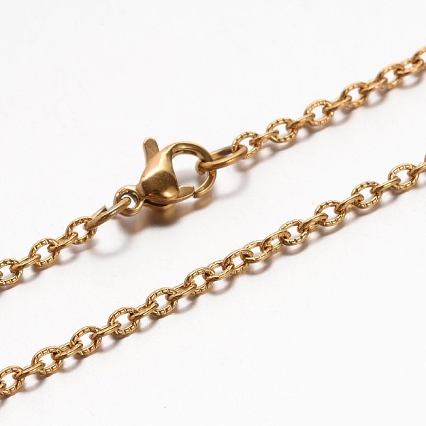 

PandaHall 304 Stainless Steel Cable Chain Necklaces, with Lobster Claw Clasp, Golden, 17.7 inch(45cm) 304 Stainless Steel
