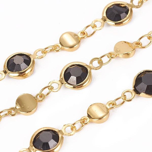 

PandaHall Handmade Glass Beaded Chains, with Brass Findings, Long-Lasting Plated, Soldered, with Spool, Black, Link: 13x6.5x3mm and...
