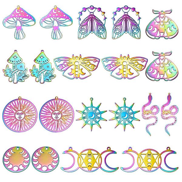 

PandaHall DIY Jewelry Making Finding Kit, Including 20Pcs 10 Style Ion Plating(IP) 201 Stainless Steel Pendants & Connector Charms, Mushroom...