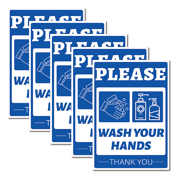 

PandaHall Waterproof PVC Warning Sign Stickers, Rectangle with Word, Hand Heart, 25x17.5cm, 5pcs/set Plastic Others