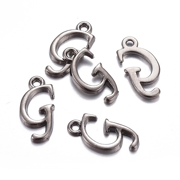 

PandaHall Gunmetal Plated Alloy Letter Pendants, Rack Plating, Letter.G, 17x8x2mm, Hole: 1.5mm Alloy Letter G
