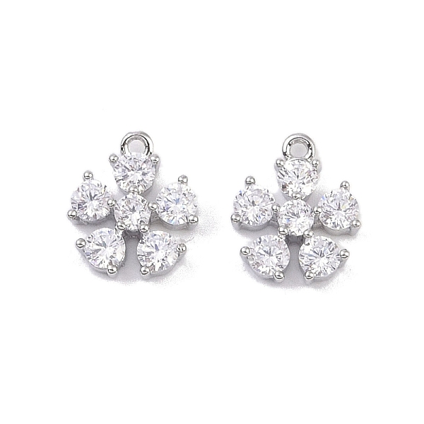 

PandaHall Brass Micro Pave Clear Cubic Zirconia Pendants, Flower Charms, Real Platinum Plated, 8.6x7x2.5mm, Hole: 0.8mm Brass+Cubic Zirconia...