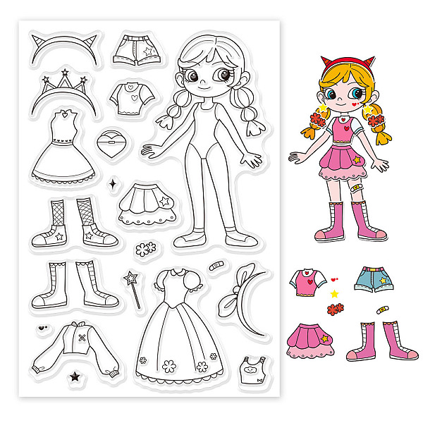 

PandaHall PVC Plastic Stamps, for DIY Scrapbooking, Photo Album Decorative, Cards Making, Stamp Sheets, Girl Pattern, 16x11x0.3cm Plastic...