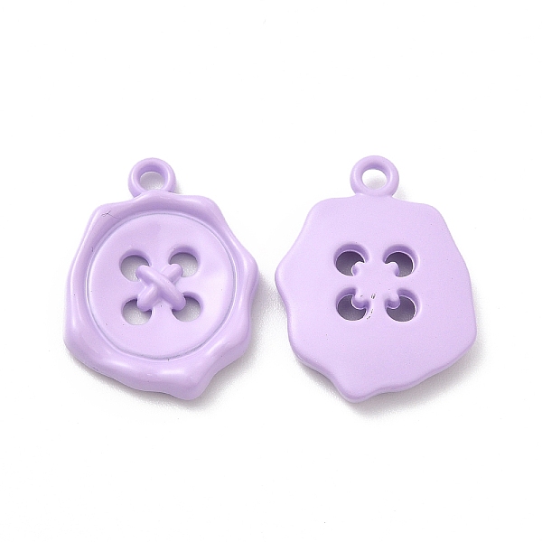 

PandaHall Spray Painted Alloy Pendants, Button Charm, Lilac, 21x16x3mm, Hole: 1.8mm Alloy Others Purple