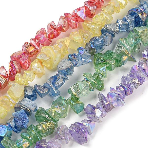 

PandaHall Electroplated Natural Quartz Beads Strands, Nuggets, Mixed Color, 3~8x9~16x9~16mm, Hole: 0.6mm, about 71~72pcs/strand, 14.17''..., Multicolor