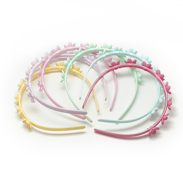 

PandaHall Plastic Hair Bands, with Rhinestones, Flower, Mixed Color, 115~120mm Plastic Multicolor