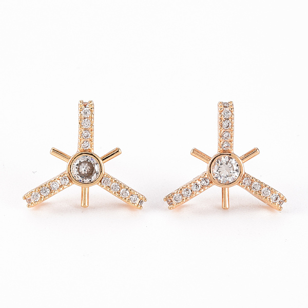 

PandaHall Brass Micro Pave Clear Cubic Zirconia Stud Earrings Findings, for Half Drilled Bead, Nickel Free, Knot, Real 18K Gold Plated...