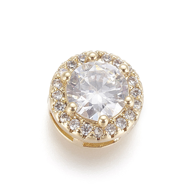 

PandaHall Brass Micro Pave Cubic Zirconia Slide Charms, Flat Round, Clear, Golden, 8.5x5mm, Hole: 1x3mm Brass+Cubic Zirconia Flat Round...