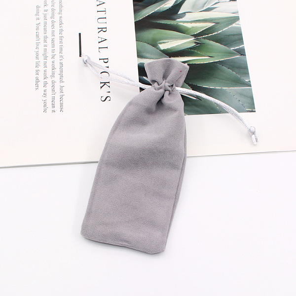 

PandaHall Velvet Storage Bags, Drawstring Pouches Packaging Bag, Rectangle, Light Grey, 15x6cm Velvet Rectangle
