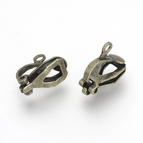 

PandaHall Brass Clip-on Earring Findings, Antique Bronze, 12x6x10mm, Hole: 1.5mm Brass