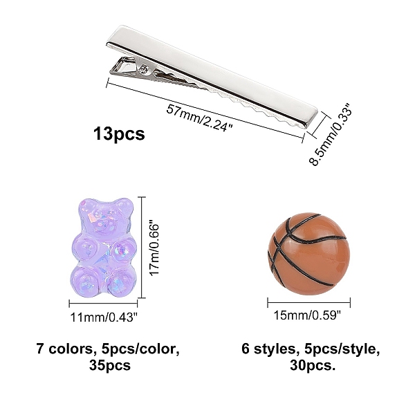 

PandaHall SUNNYCLUE DIY Cute Alligator Hair Clip Making Kits, include Iron Flat Alligator Hair Clip Findings and Transparent Epoxy Resin &..., Multicolor