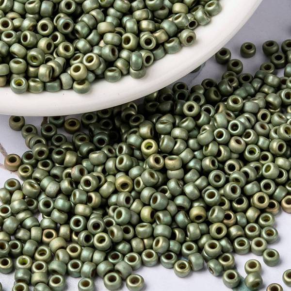 

PandaHall MIYUKI Round Rocailles Beads, Japanese Seed Beads, 8/0, (RR2033) Matte Opaque Light Olive Luster, 3mm, Hole: 1mm, about..., Green