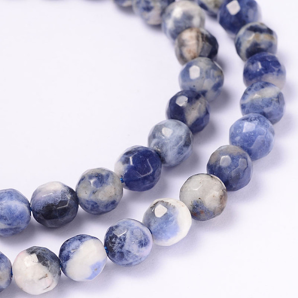 

PandaHall Faceted Natural Sodalite Round Bead Strands, 6mm, Hole: 1mm, about 63pcs/strand, 14.9 inch Sodalite Round