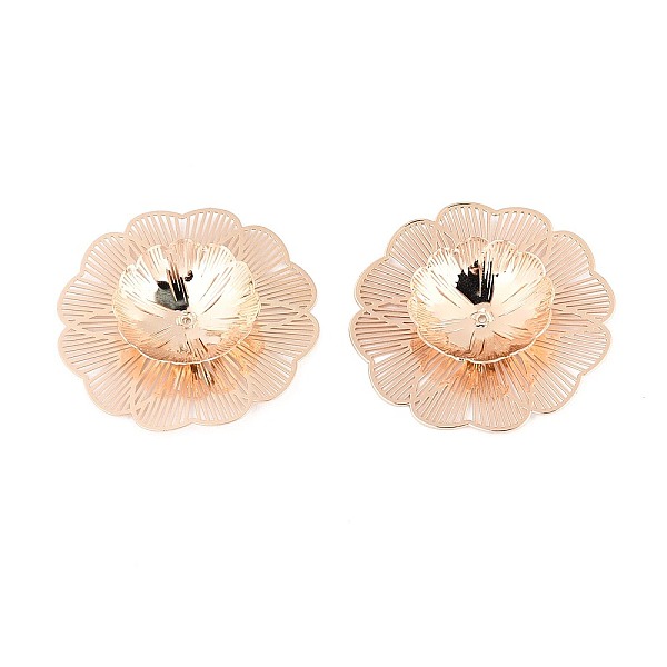 Brass Bead Caps, Flower, Light Gold, 37-38.5x37-38.5x6mm, Hole: 0.7-0.9mm