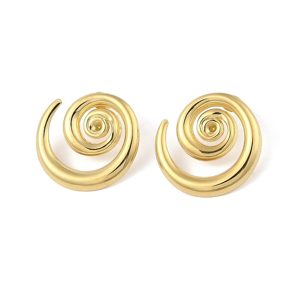 

PandaHall Ion Plating(IP) 304 Stainless Steel Stud Earrings Finding for Women, Spiral, Real 18K Gold Plated, 27.5x27.5mm, Pin: 11x0.5mm 304...
