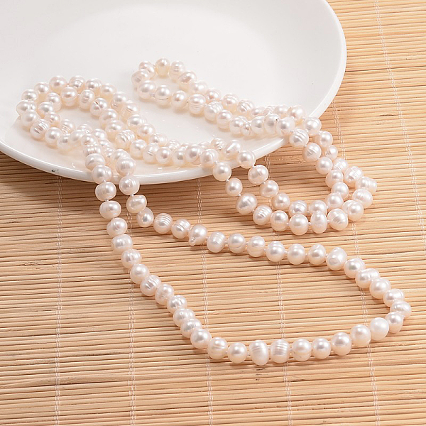 

PandaHall Natural Pearl Beads Necklace, Misty Rose, 47.2 inch Pearl Red
