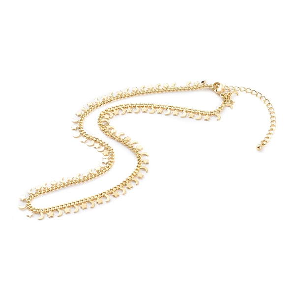 

PandaHall Brass Pendant Necklaces, with Curb Chains, Star & Moon, Golden, 15 inch(38cm) Brass