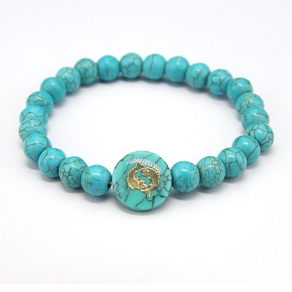 

PandaHall Minimalist European Style Constellation Synthetic Turquoise Beaded Stretch Bracelets for Women, Pisces Synthetic Turquoise Pisces