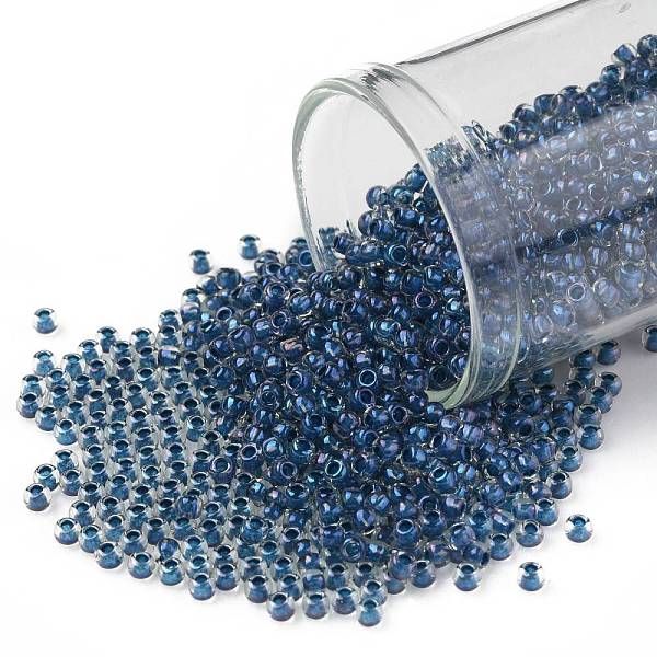 

PandaHall TOHO Round Seed Beads, Japanese Seed Beads, (188) Inside Color Luster Crystal/Capri Blue Lined, 11/0, 2.2mm, Hole: 0.8mm, about..., Cyan