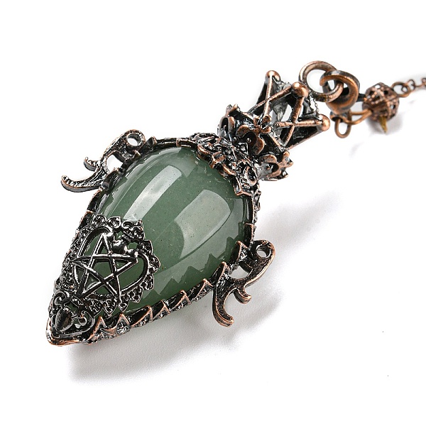 

PandaHall Natural Green Aventurine Dowsing Pendulum Big Pendants, with Rack Plating Red Copper Alloy Findings, Lead Free & Cadmium Free...