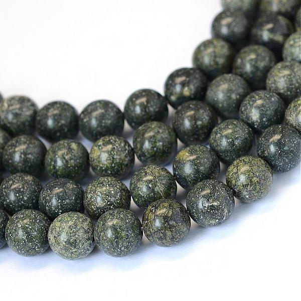 

PandaHall Natural Serpentine/Green Lace Stone Round Bead Strands, 8~8.5mm, Hole: 1mm, about 47pcs/strand, 15.5 inch Serpentine Round