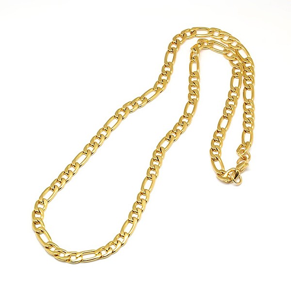 

PandaHall Fashionable 304 Stainless Steel Figaro Chain Necklaces for Men, with Lobster Claw Clasps, Golden, 21.65 inch(55cm)x6mm 304...