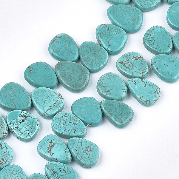

PandaHall Natural Howlite Beads, Dyed & Heated, Turquoise Teardrop, 19~22x14.5~17x5~6mm, Hole: 1mm Howlite Teardrop