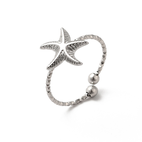

PandaHall 304 Stainless Steel Starfish Open Cuff Rings for Women, Stainless Steel Color, US Size 7 3/4(17.9mm) 304 Stainless Steel Starfish