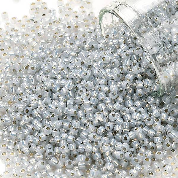 

PandaHall TOHO Round Seed Beads, Japanese Seed Beads, (2101) Silver Lined Grey Opal, 11/0, 2.2mm, Hole: 0.8mm, about 5555pcs/50g Glass Gray