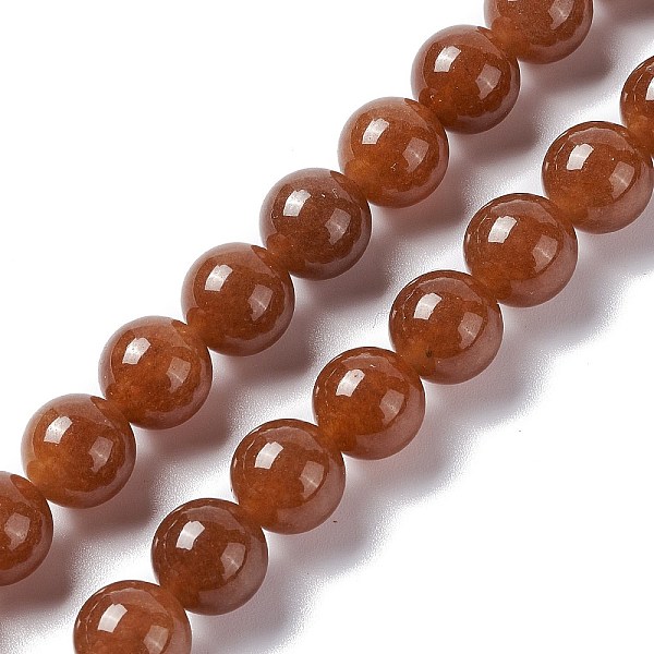 

PandaHall Natural White Jade Beads Strands, Dyed, Round, Saddle Brown, 10.5mm, Hole: 1.2mm, about 37pcs/strand, 14.96''(38cm) White Jade...