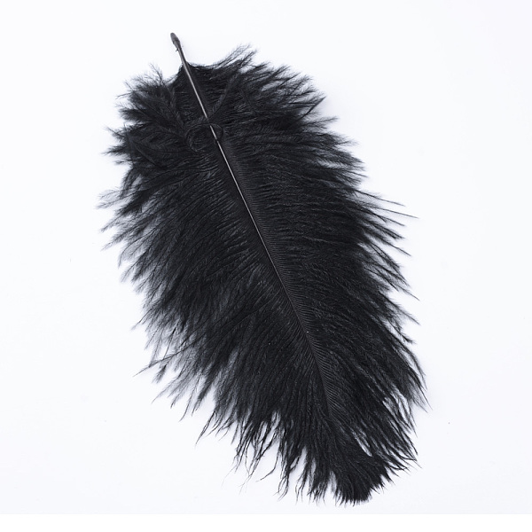 PandaHall Ostrich Feather Costume Accessories, Dyed, Black, 15~20cm Feather Feather Black
