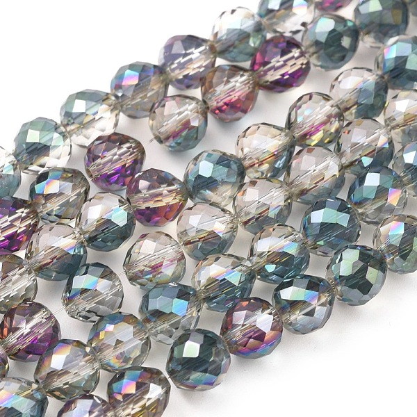 

PandaHall Electroplate Glass Beads Strands, Half Plated, Faceted, Strawberry, Green Plated, 6~6.5x6mm, Hole: 1.2mm, about 78pcs/strand, 18.9...